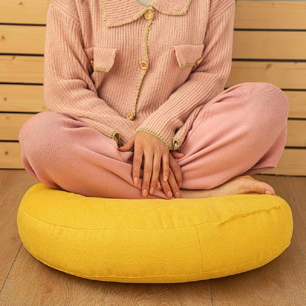 Cojín grande para sentarse en el suelo para meditación y yoga: tatami redondo 