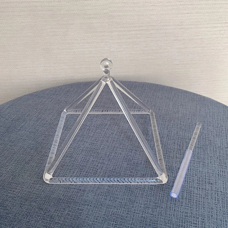 Clear Quartz Crystal Singing Pyramid - Sound Healing Instrument 3 - 8 inch - Aura Sono