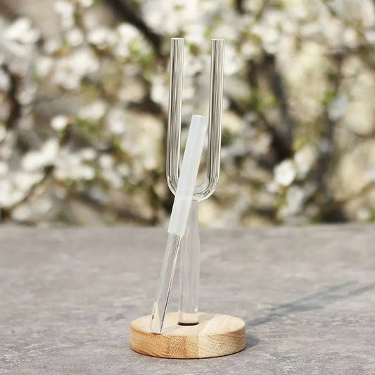 Crystal Tuning Fork for Yoga and Sound Healing - Chakra Balancing Musical Instrument - Aura Sono