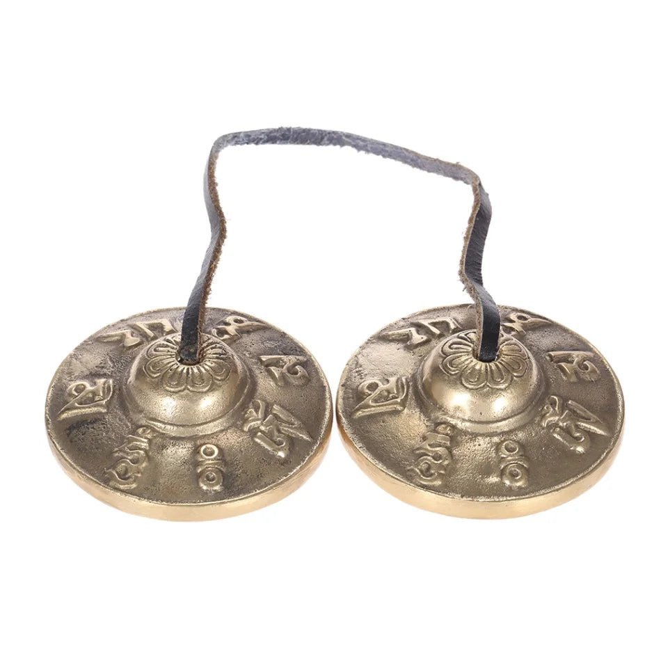 Handcrafted Tibetan Tingsha Cymbal Bell - 6.5cm Meditation Bell with Auspicious Symbols - Aura Sono