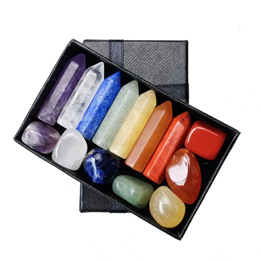 Natural Stone Crystal Gemstone Set - Chakra Healing Quartz Minerals - Aura Sono