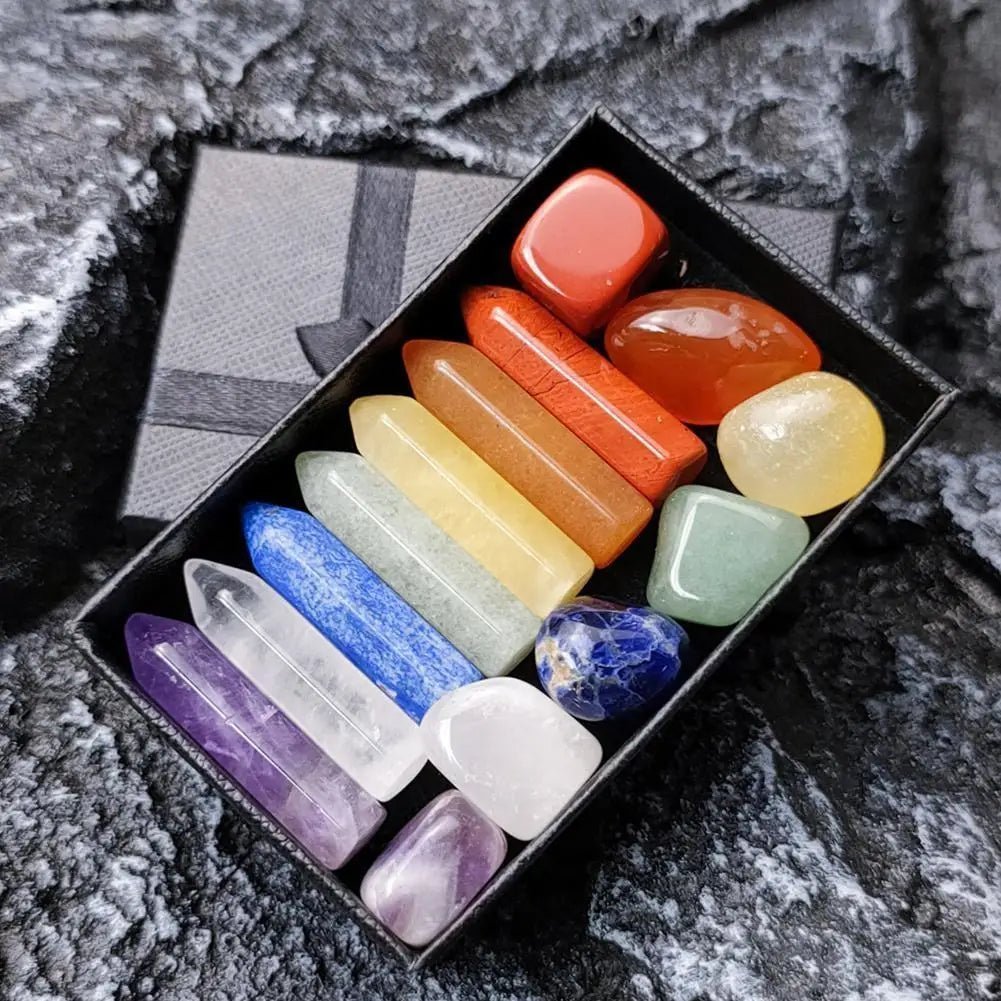 Natural Stone Crystal Gemstone Set - Chakra Healing Quartz Minerals - Aura Sono