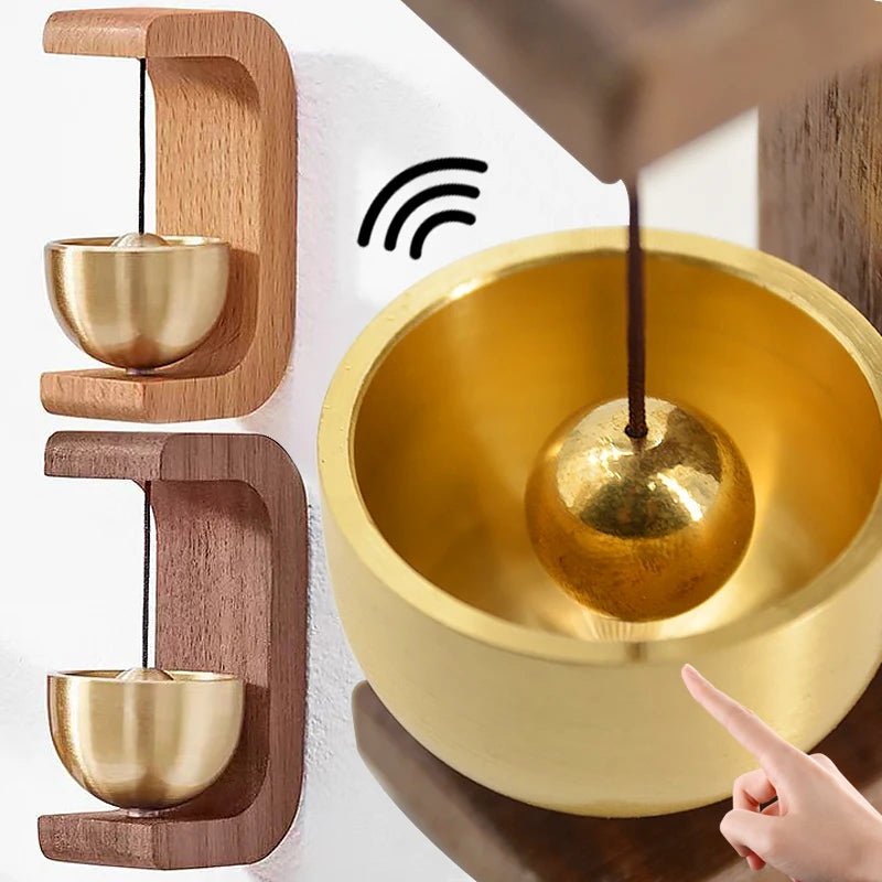 Solid Wooden Doorbell - Aesthetic Magnetic Brass Wind Chimes, Wireless - Aura Sono